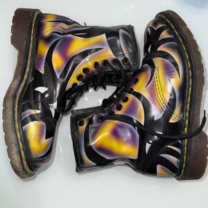 Rare 1996 Hand-Painted Dr. Martens 1460 Boots • R. Werk • Made in England Size 5